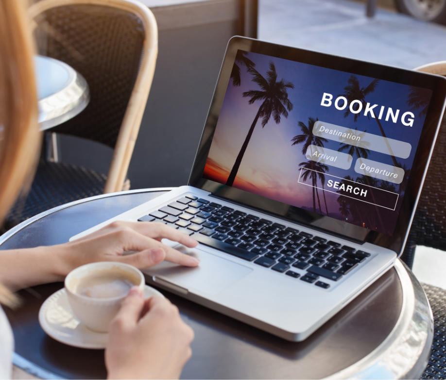 lady making a booking online