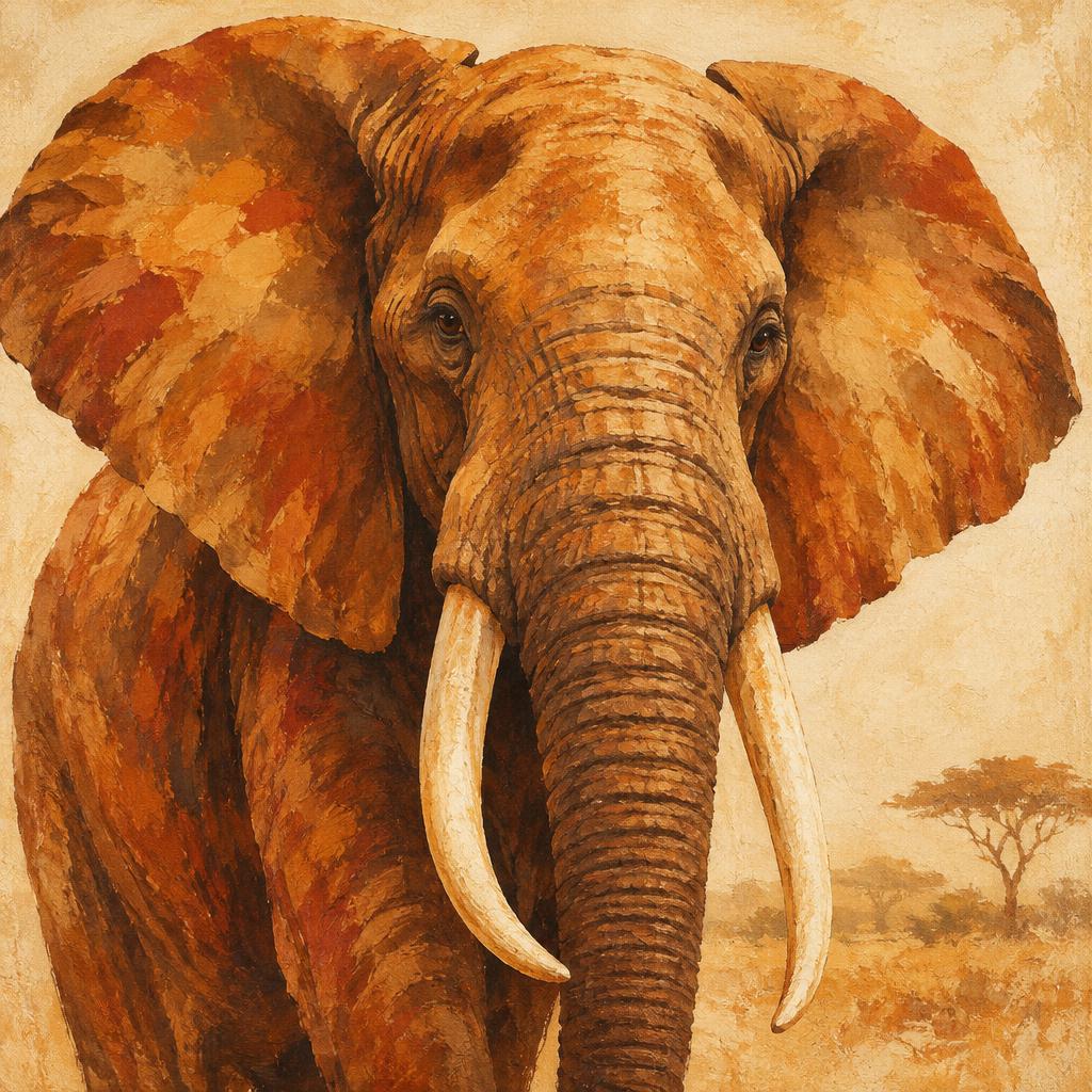 Elephant — one of the Big 5, painted in warm African ochre tones
