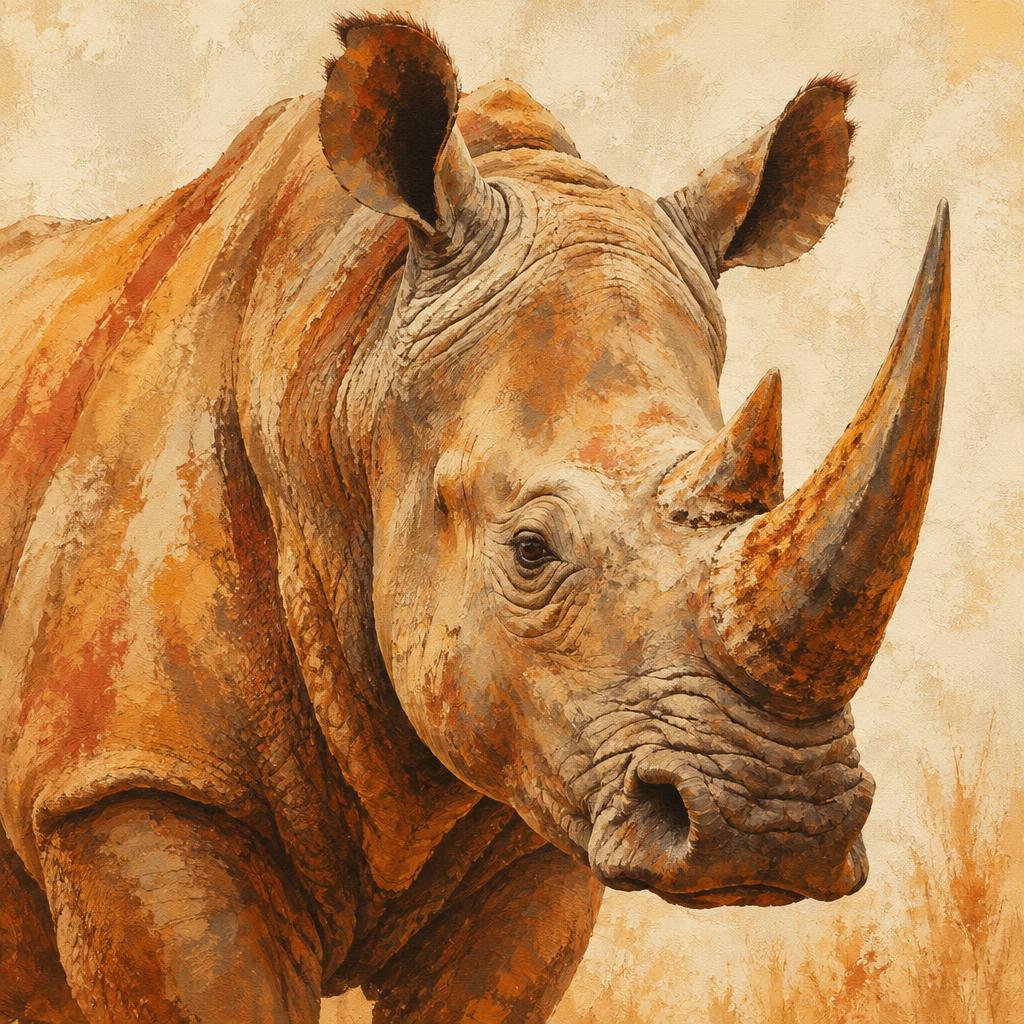 Rhino — one of the Big 5, painted in warm African ochre tones